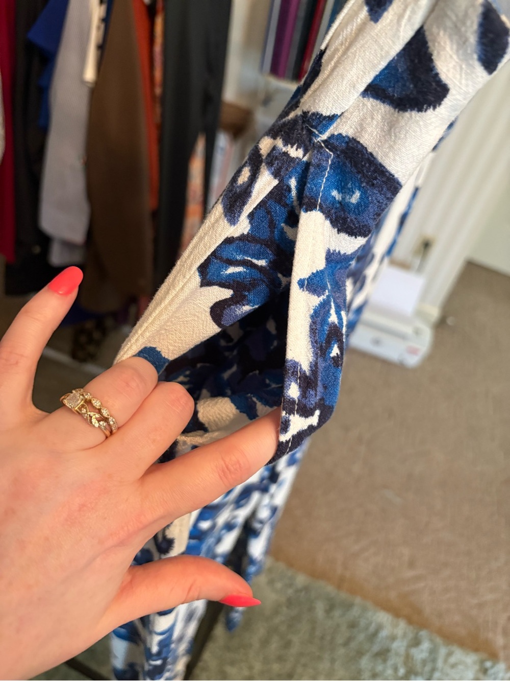 Blue Floral Wide-Leg Pants - Picture 4 of 6